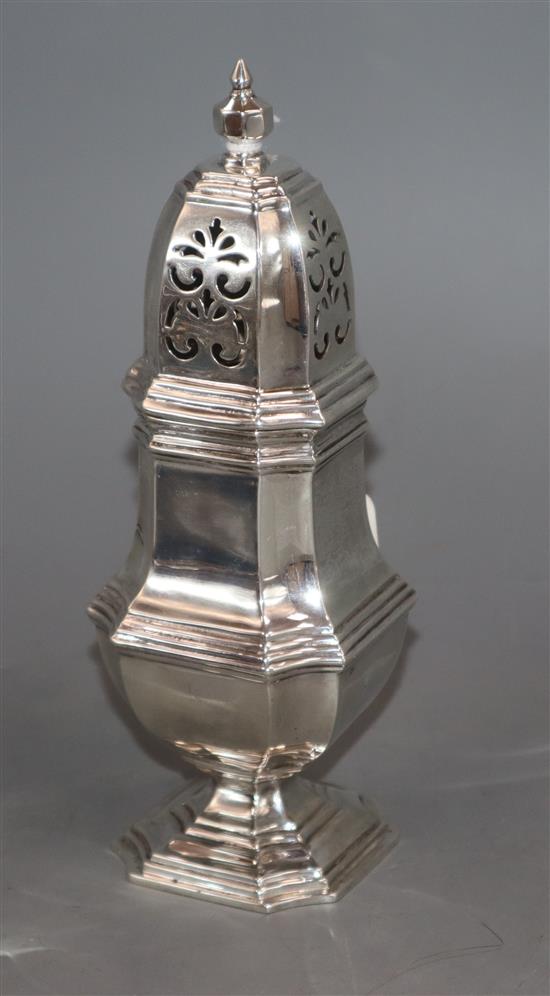 A George VI silver sugar caster,C. Eldridge London, 1946, 6 oz.